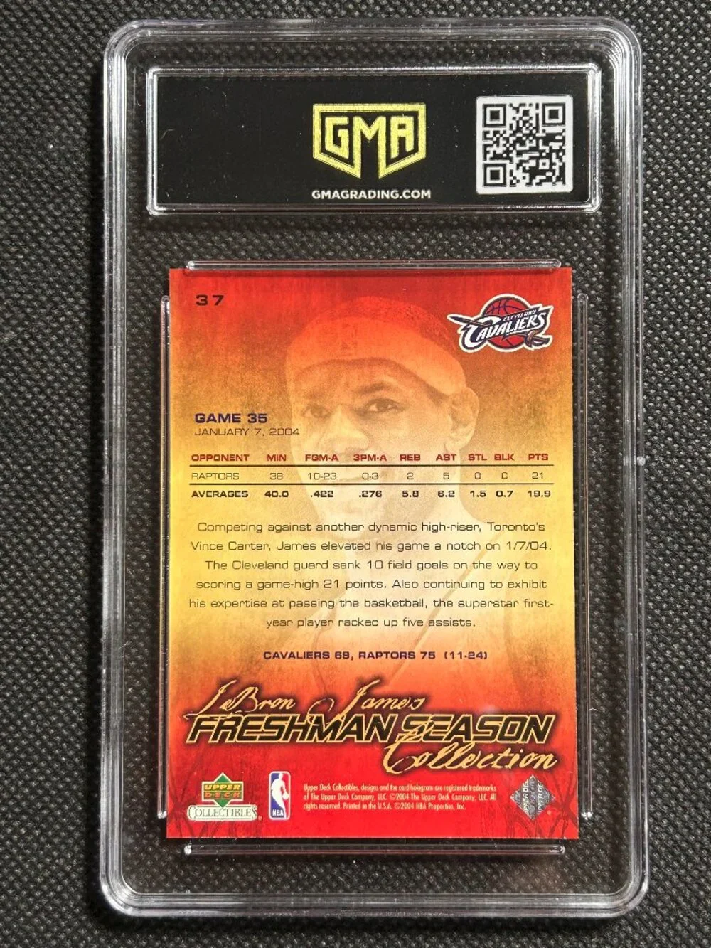 2003-04 Upper Deck LEBRON JAMES RC Freshman Season ROOKIE #37 GMA 10 GEM MINT